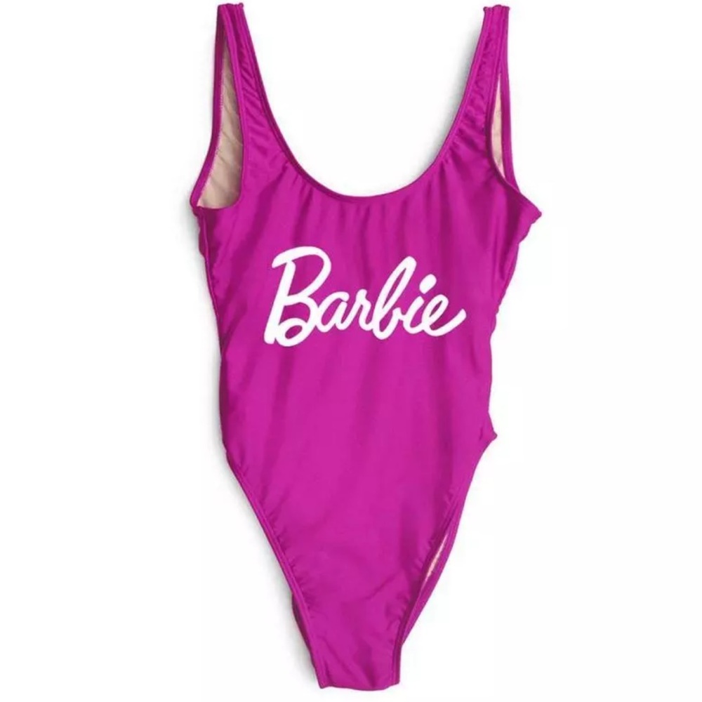 PINK BARBIE SWIMSUIT ONE PIECE MONOKINI - Picture 7 of 8
